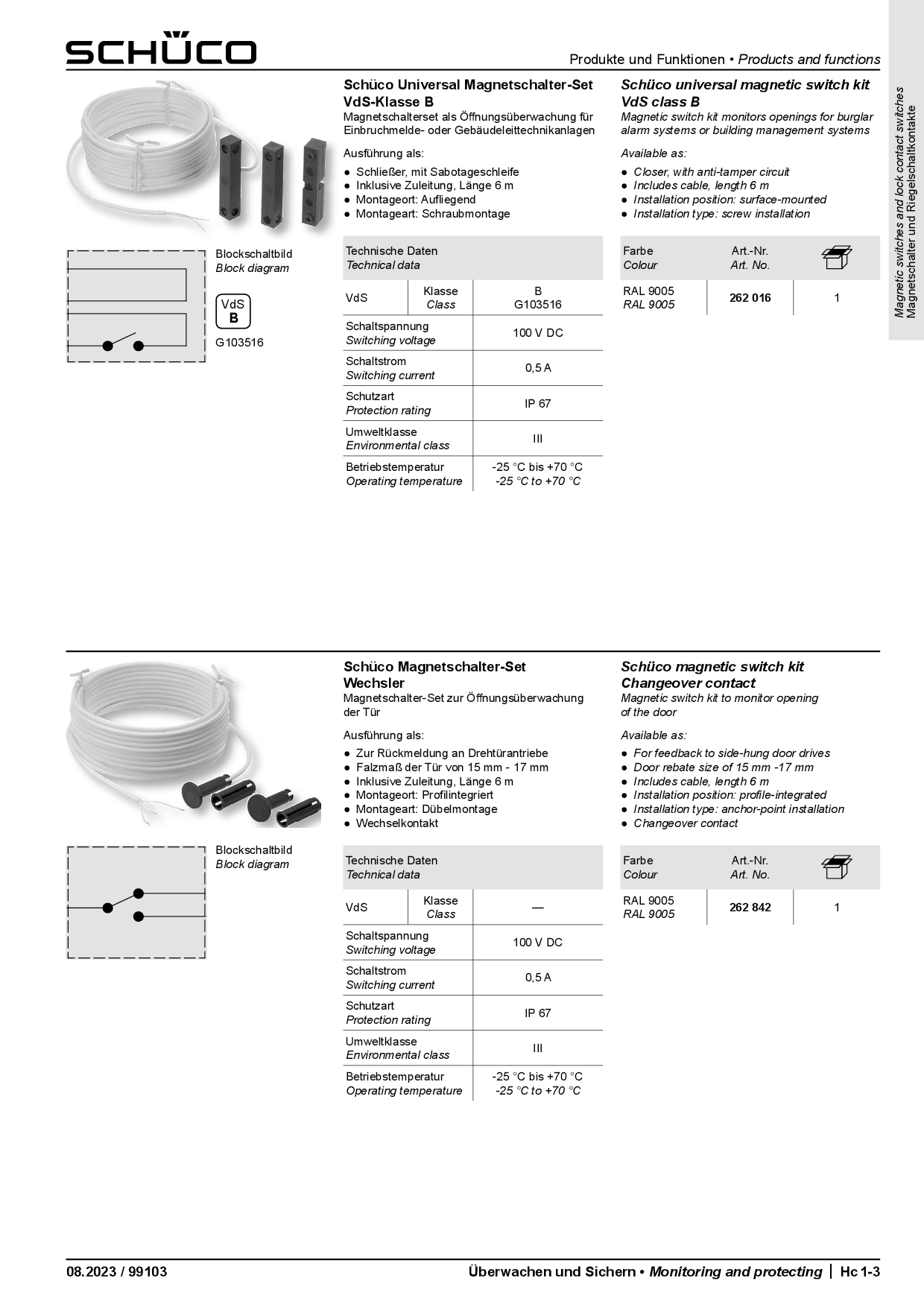 Schüco 262842 Magnetschalter-Set Wechsler