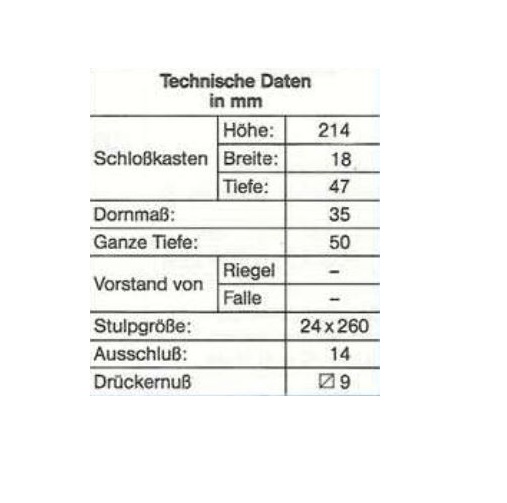 Schüco 211220 Riegel-Fallenschloss DIN rechts