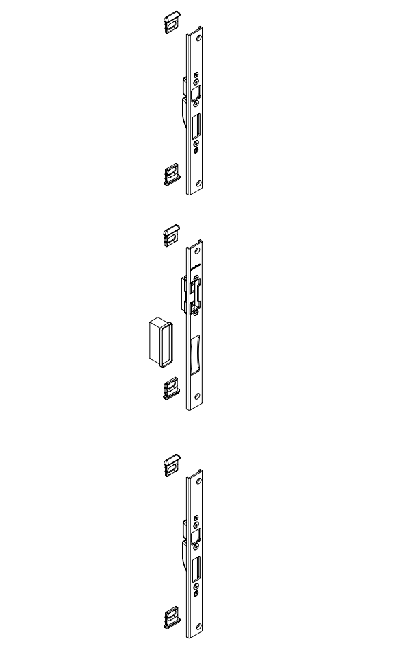 Schüco 239661 Schließplatte 3-tlg. passend zu Schwenkhaken-Bolzenschloss DIN links, innen öffnend