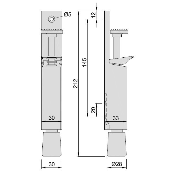 KWS 1033.72 Türfeststeller Aluminium pulverbeschichtet RAL 9016 weiß, Hub 30 mm