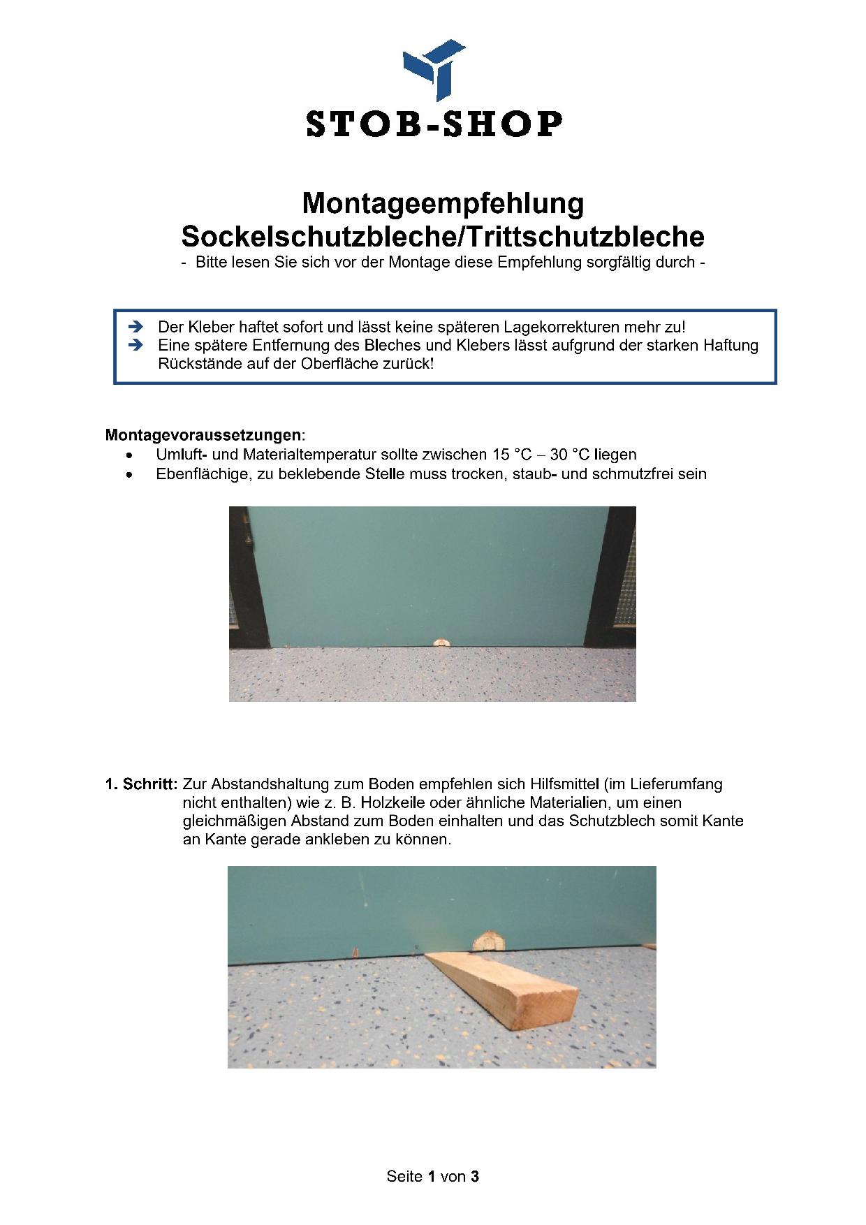 Sockelschutzblech / Trittschutzblech Edelstahl, selbstklebend - individuelle Maße