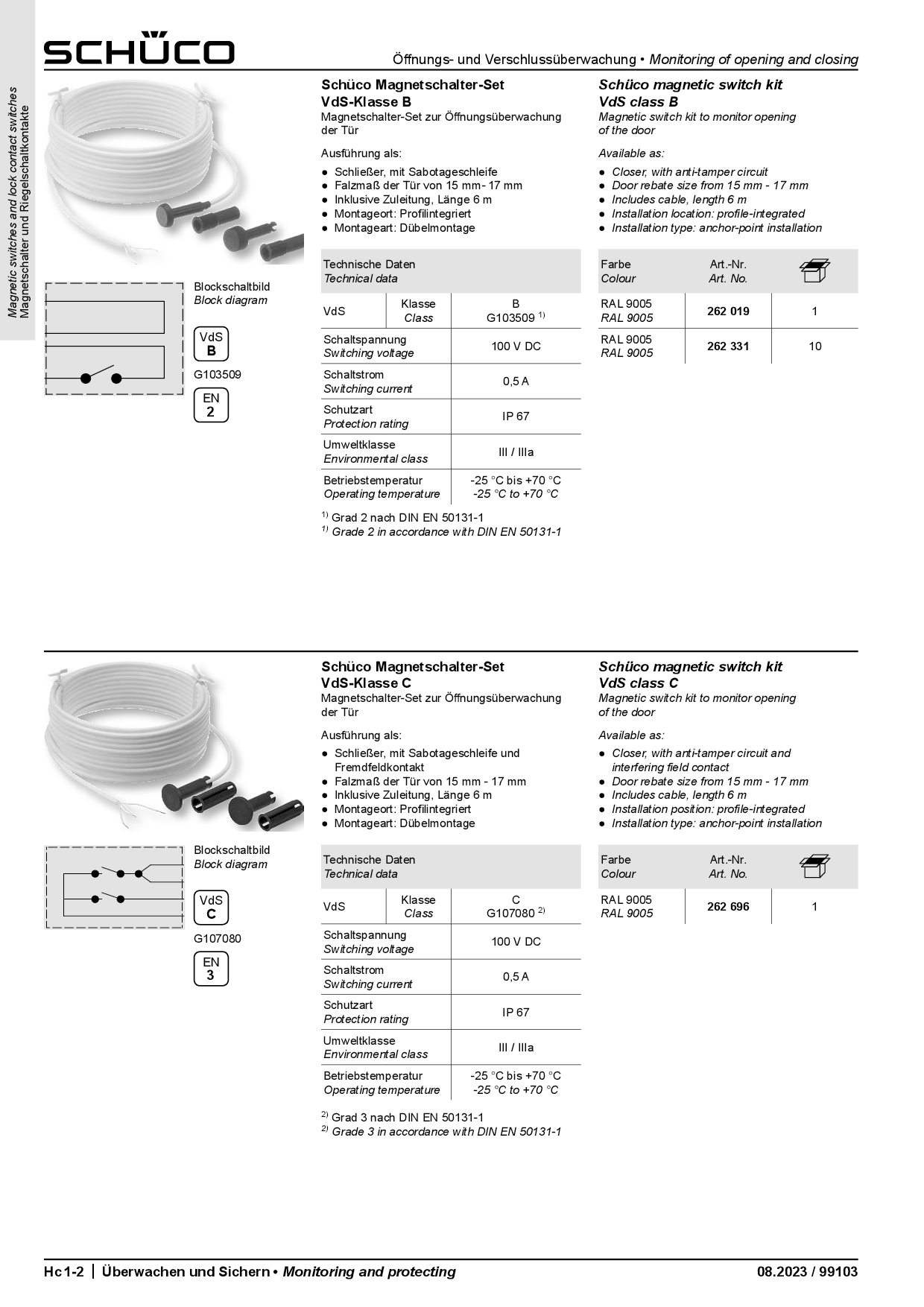 Schüco 262696 Magnetschalter-Set, VdS-Klasse C (Vorgängerartikel 262273)