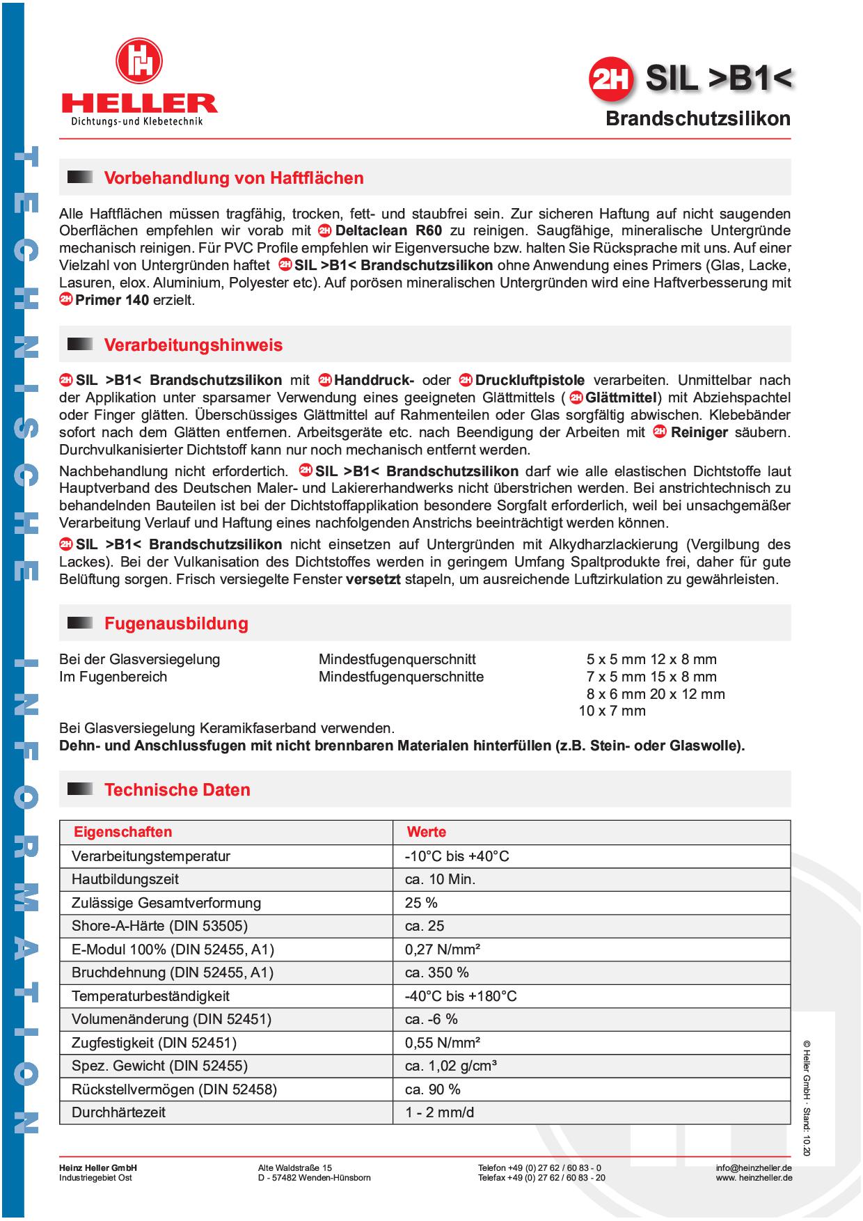 2H SIL B1 Brandschutzsilikon, weiß Kartusche á 310 ml