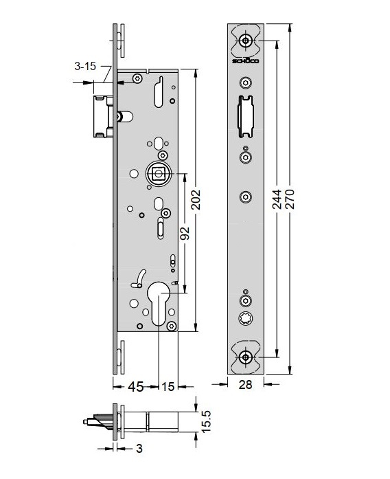 Schüco 241889 Antipanik Fallenschloss, Funktion B