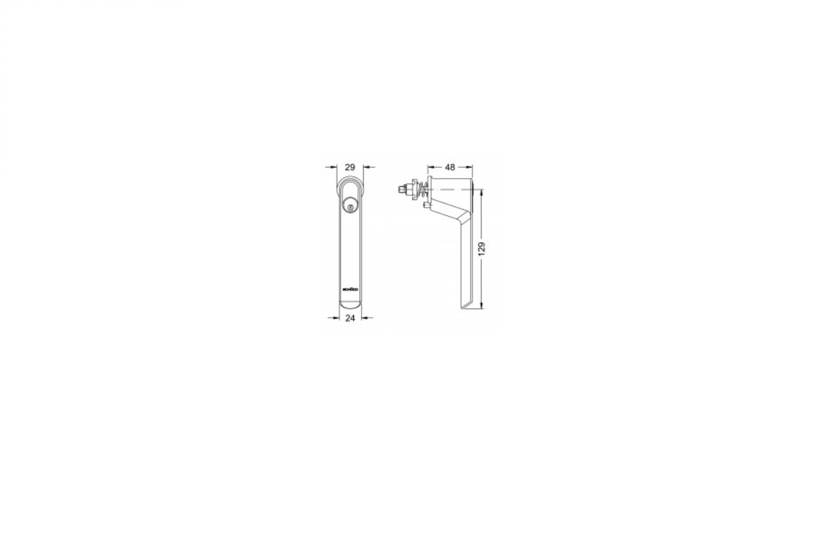 Schüco abschließbarer RC-Fenstergriff, Aluminium C0 silber 247033 / 247041