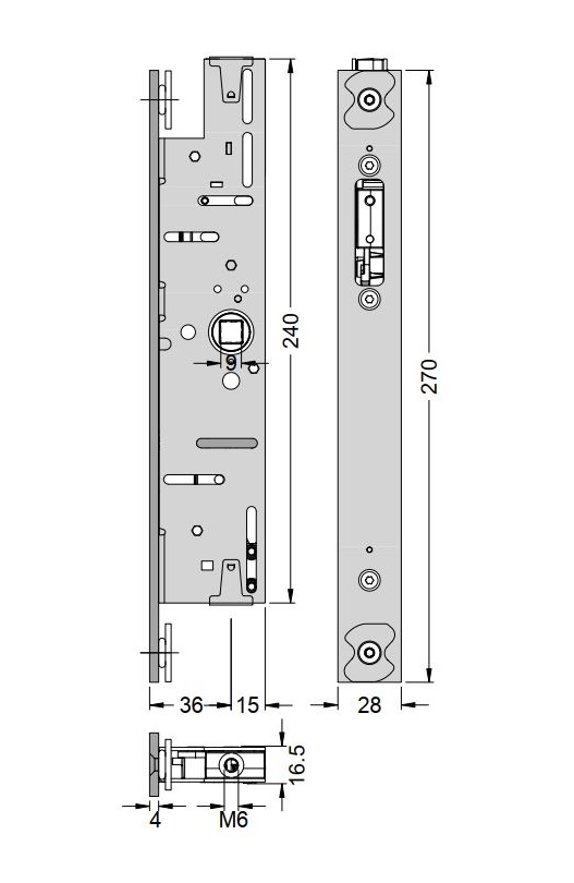 Schüco 241952 Treibriegelschloss für "InterLock" Antipanik-Schlösser