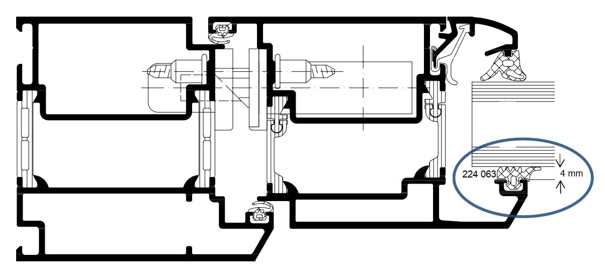 Schüco 224063 Glasanlagedichtung für außen 4 mm - 10 Meter/VE